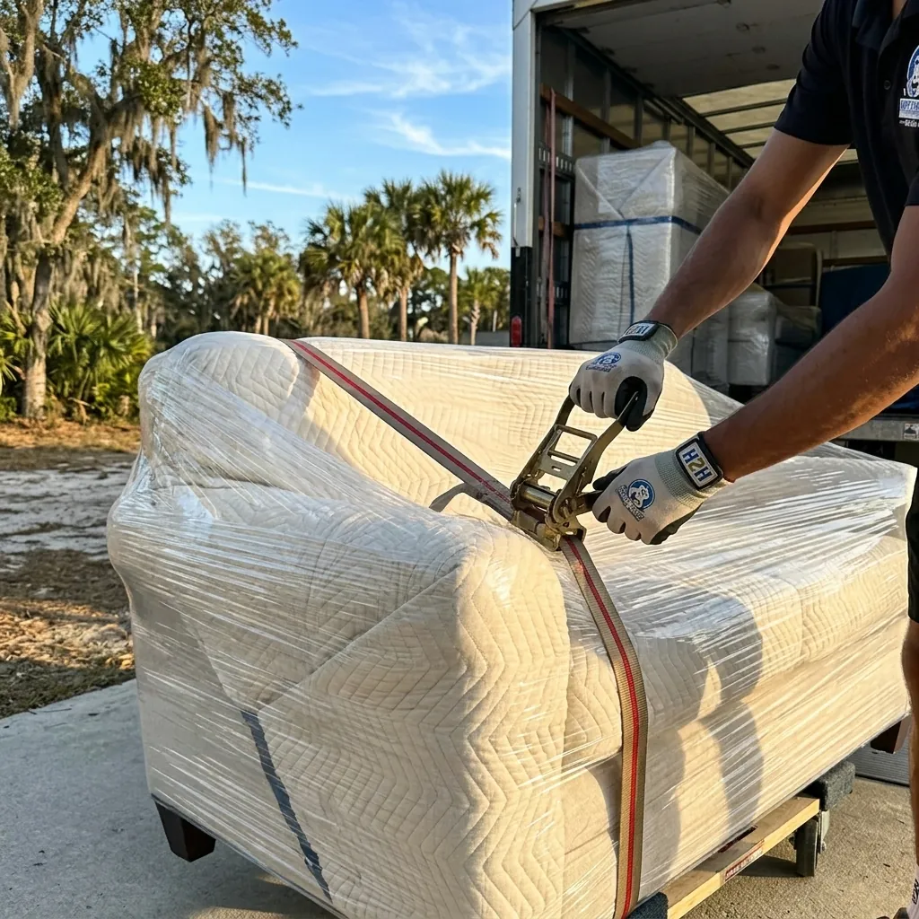 Happy 2 Help Moving shrink-wrapping and strapping furniture for protection